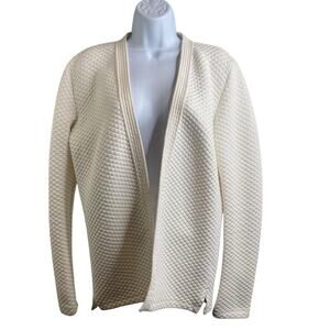 Scotch & Soda White Quilted‎ Open Front Jacket Size 2 Large Scandi Minimalist